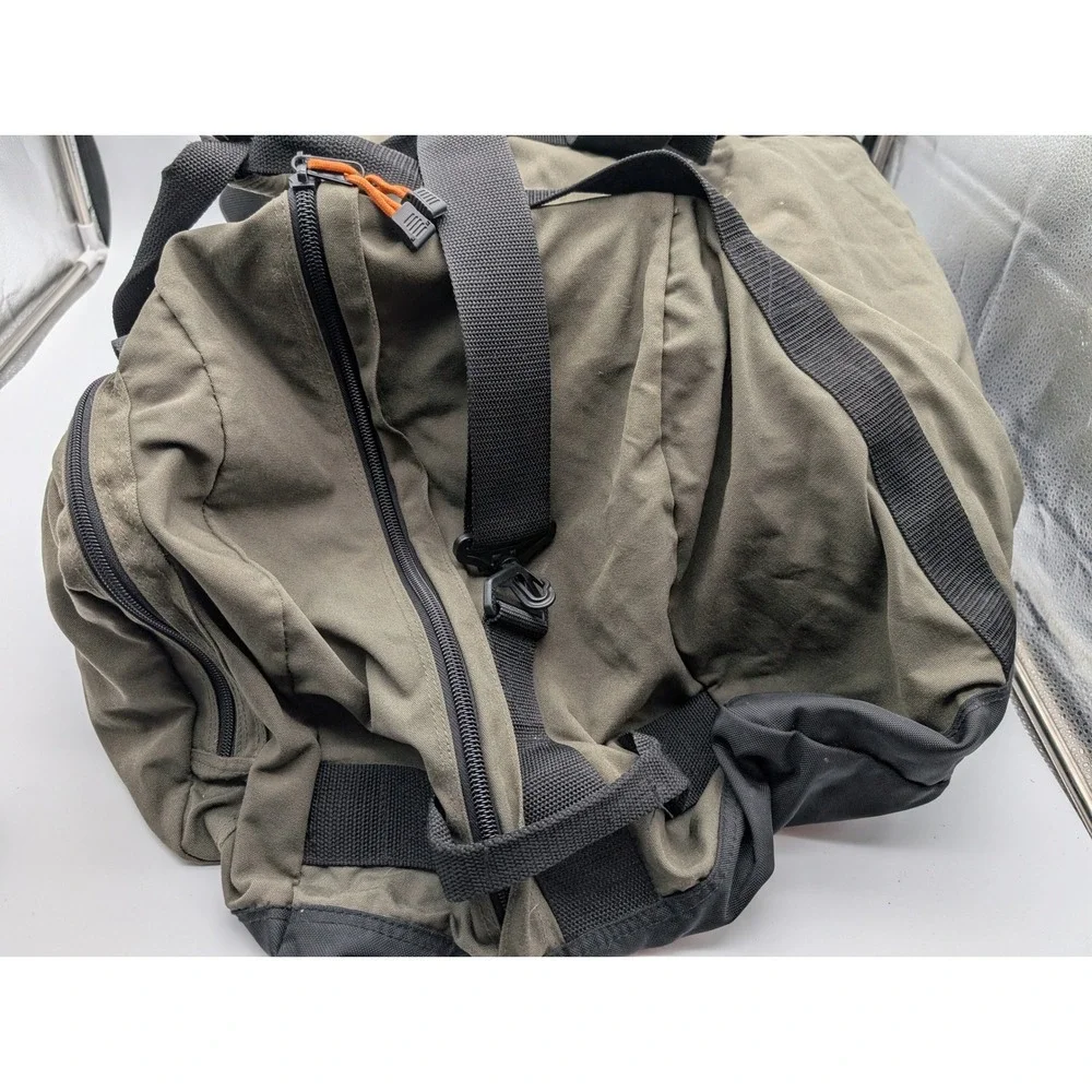 Eddie Bauer X-Large Duffel Bag Olive Green Canvas Travel Gym Weekender Luggage